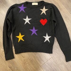 Kaos Black Sweater with Multicolor Stars and Heart